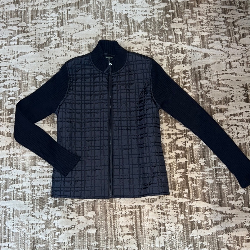 Black ribbed Jacket w. polyester front